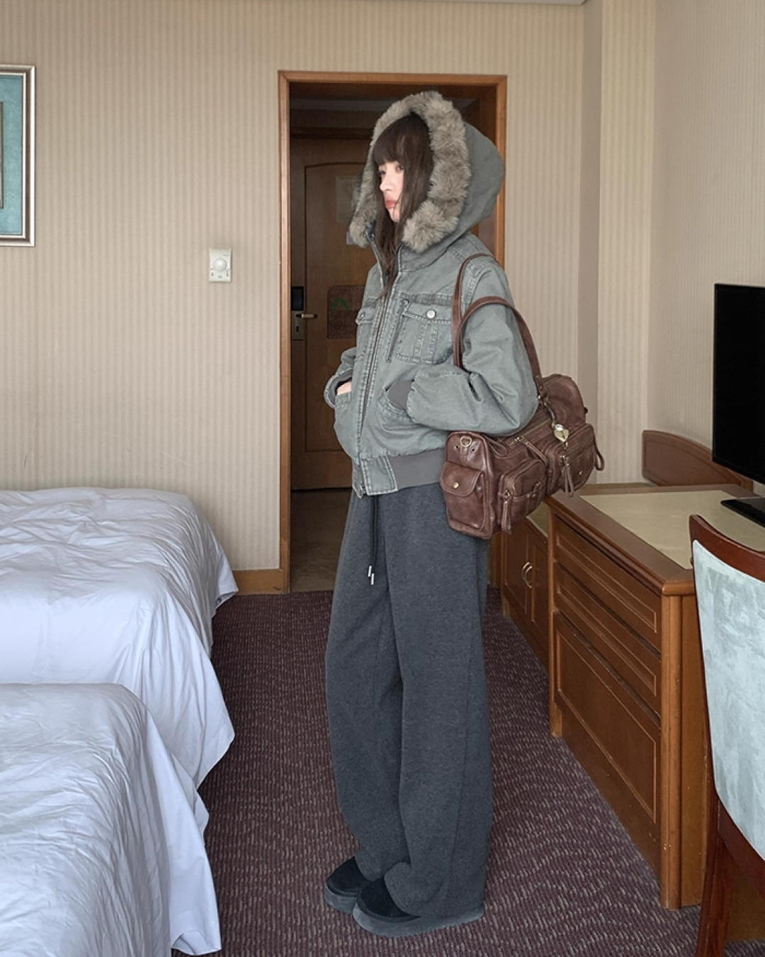 Wash Design Boa Hood Padded Jacket BU0101