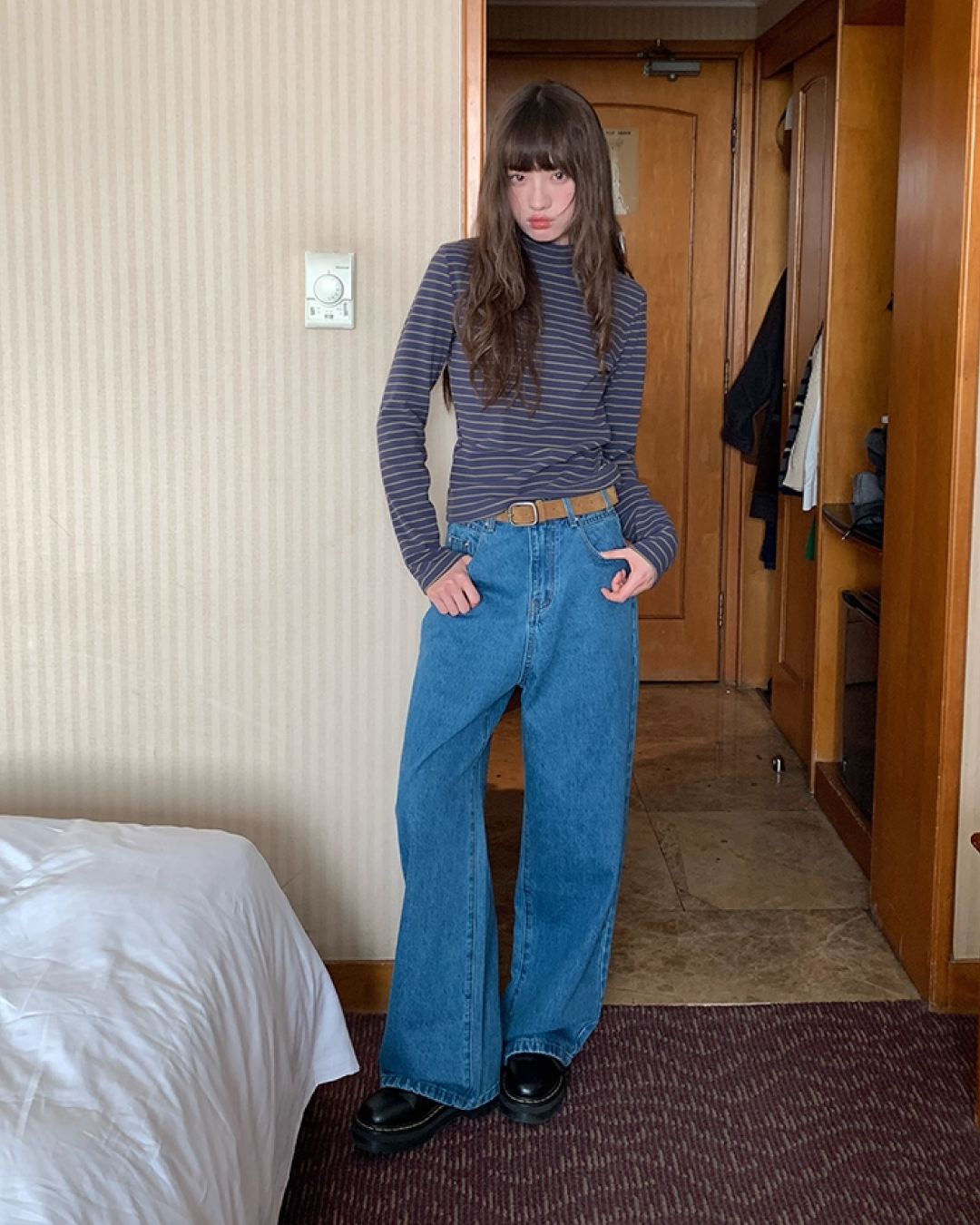 Wash Wide Denim Pants BU0103