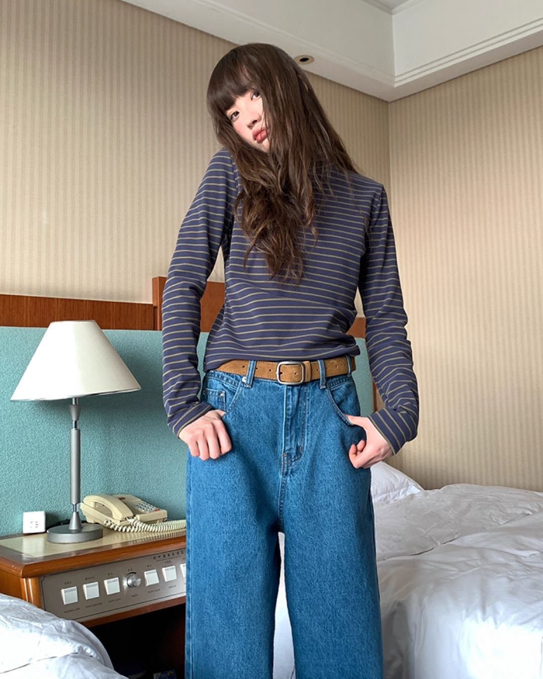 Wash Wide Denim Pants BU0103