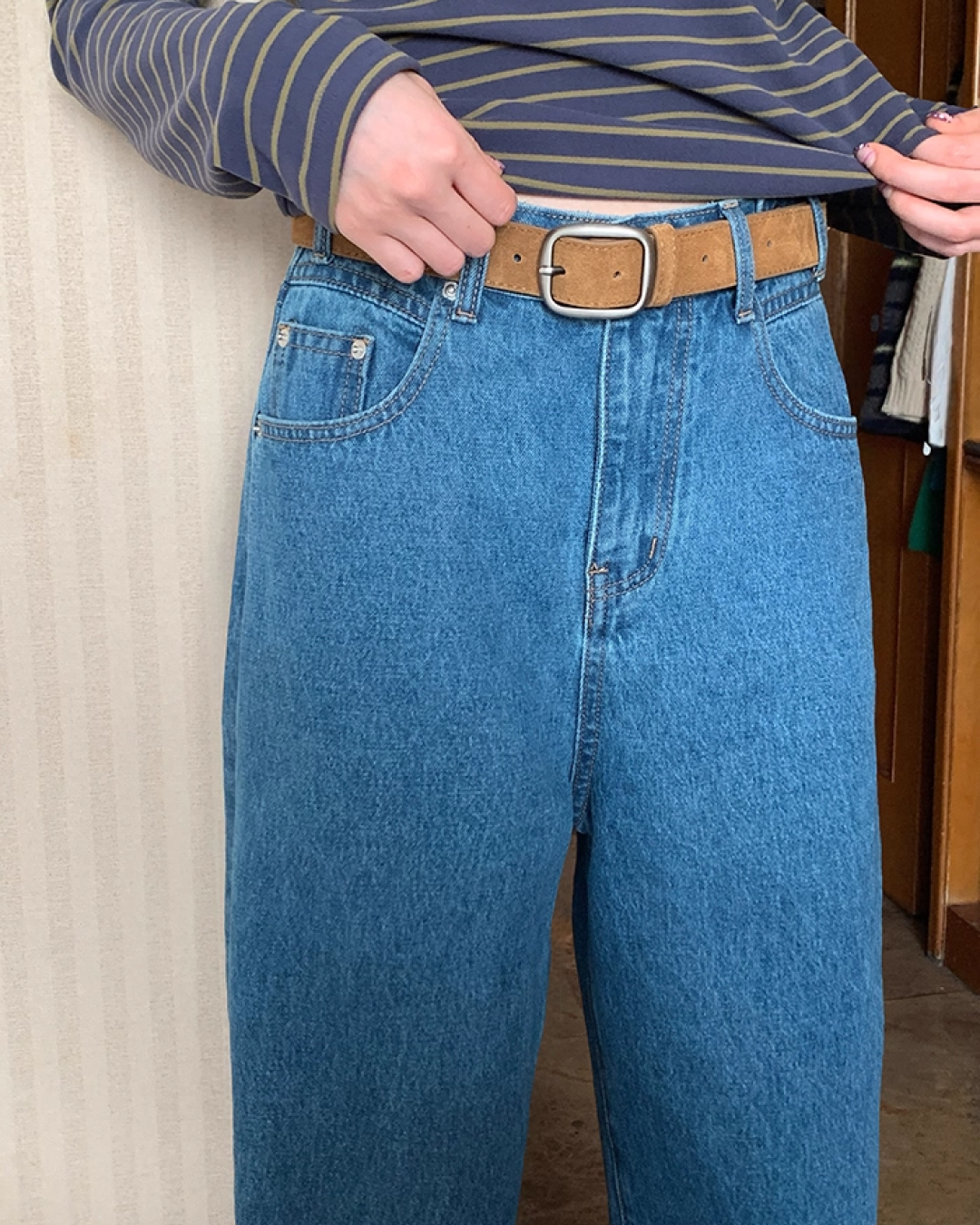 Wash Wide Denim Pants BU0103