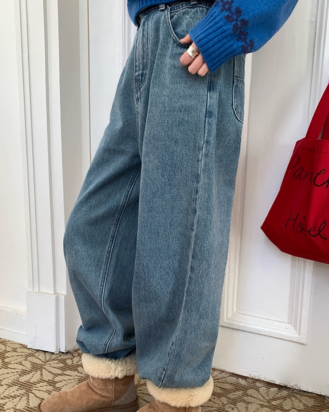 Wash Wide Denim Pants BU0103