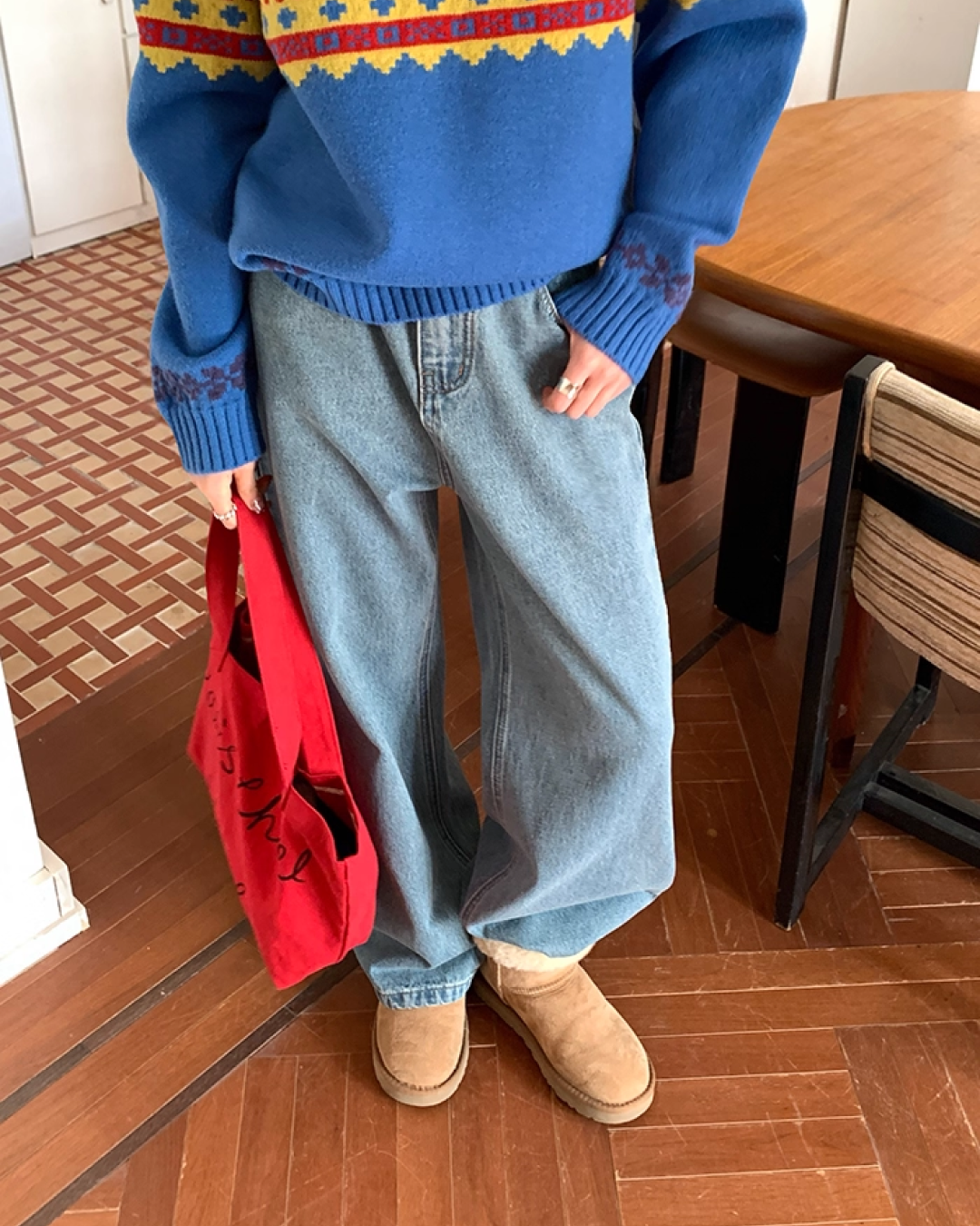 Wash Wide Denim Pants BU0103