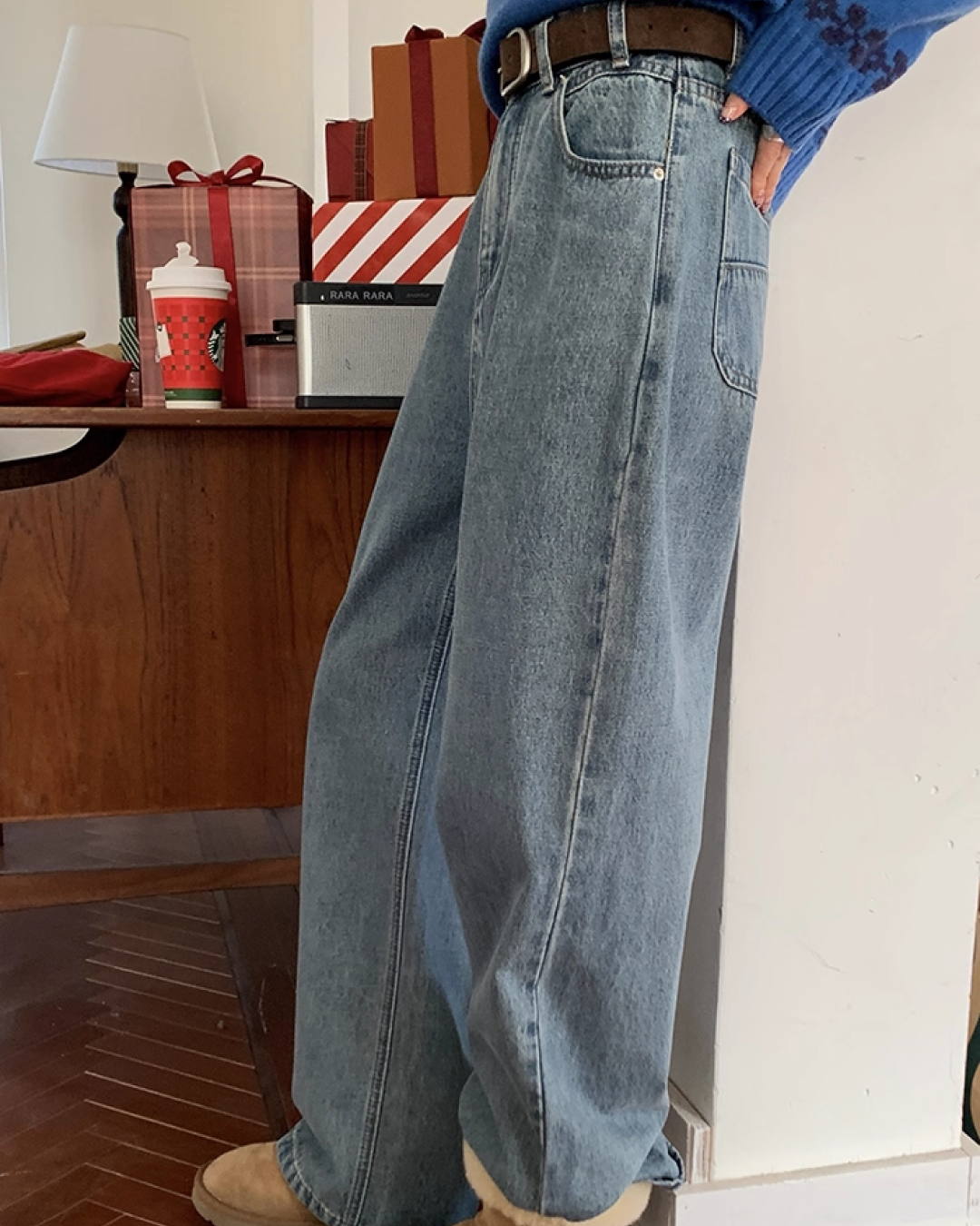 Wash Wide Denim Pants BU0103