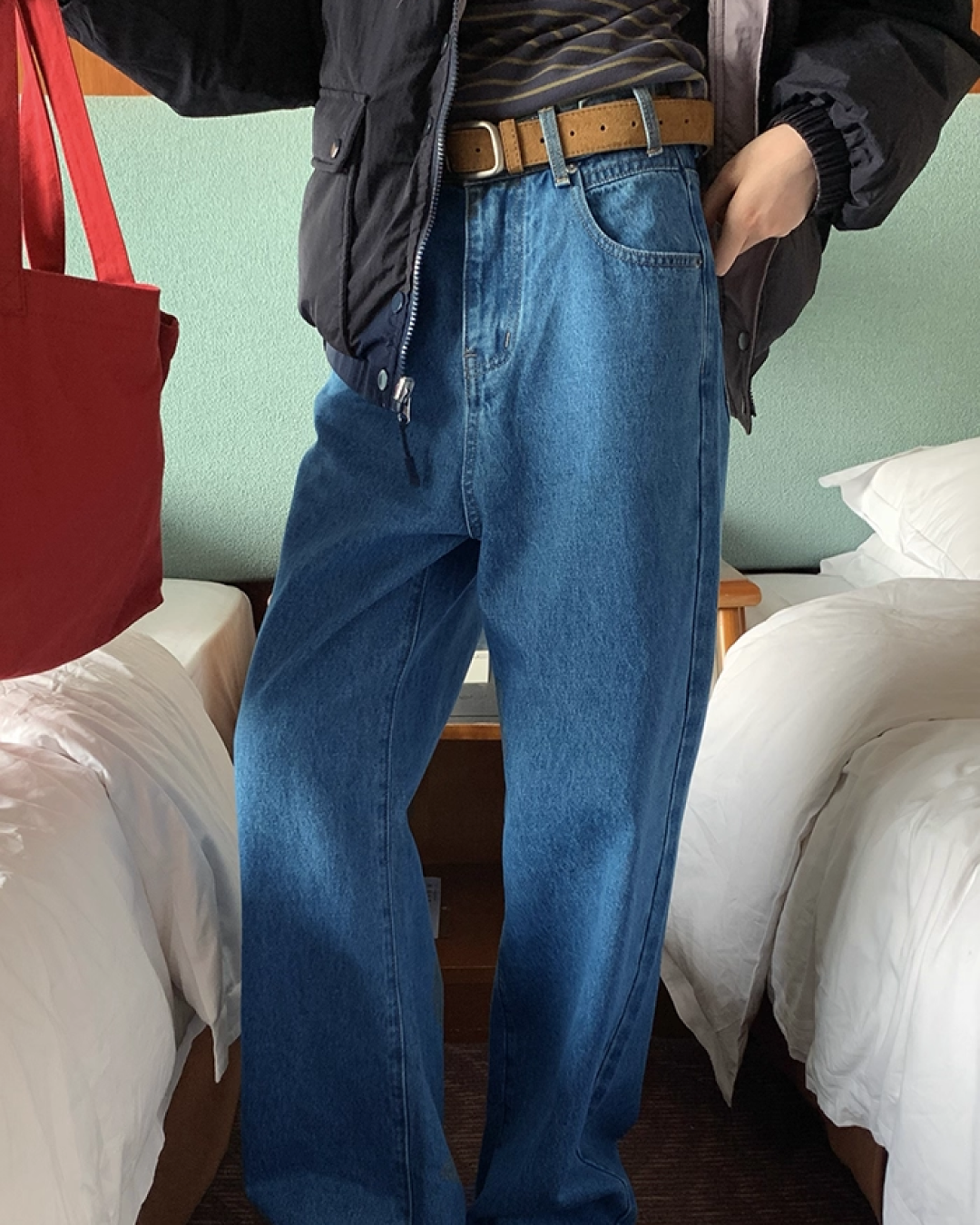 Wash Wide Denim Pants BU0103