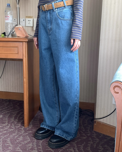 Wash Wide Denim Pants BU0103