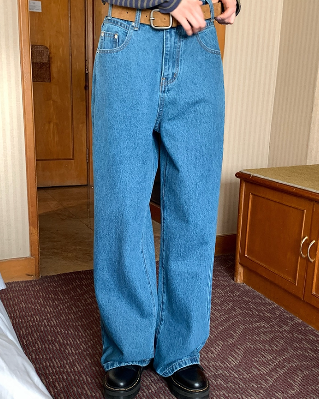 Wash Wide Denim Pants BU0103