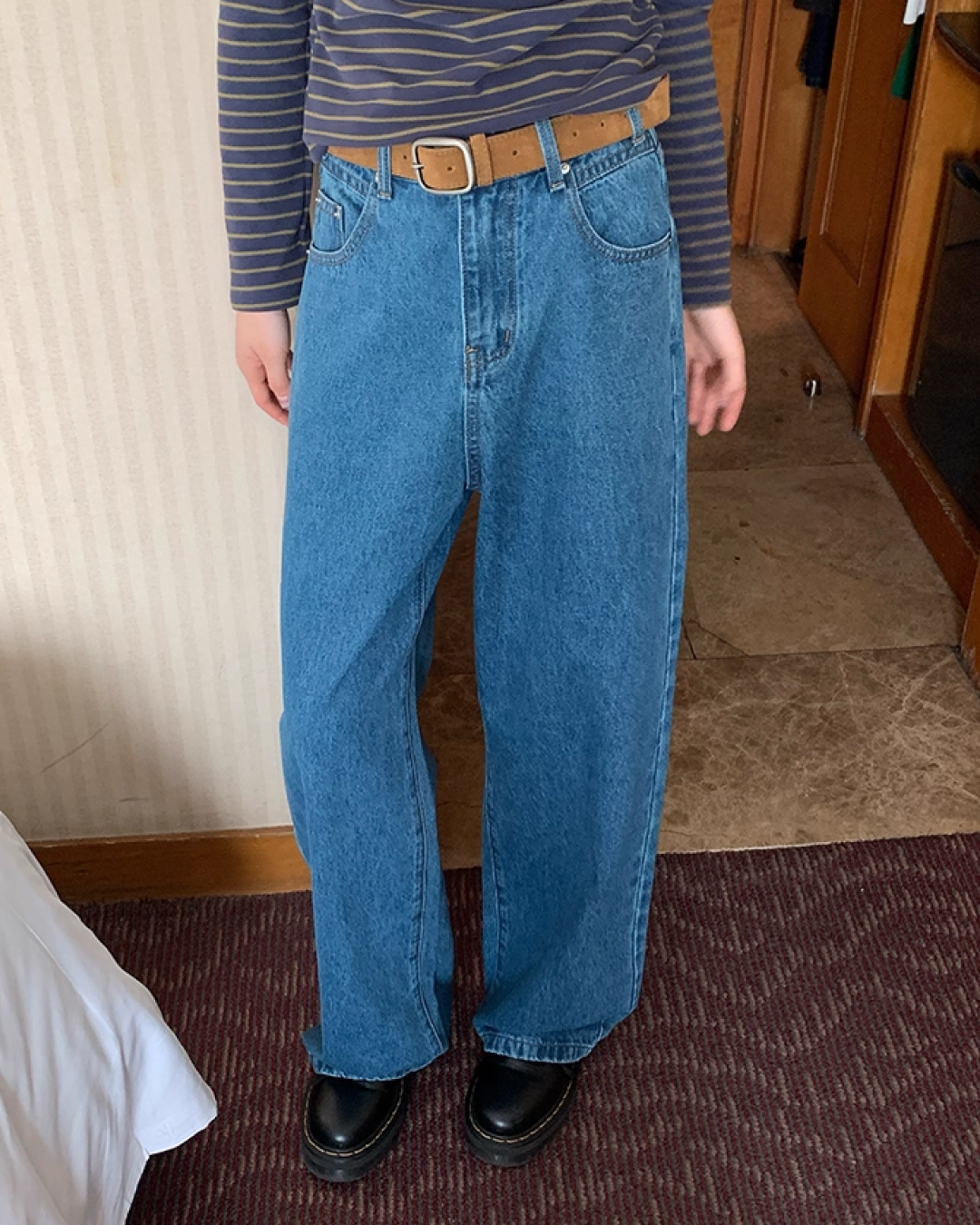 Wash Wide Denim Pants BU0103