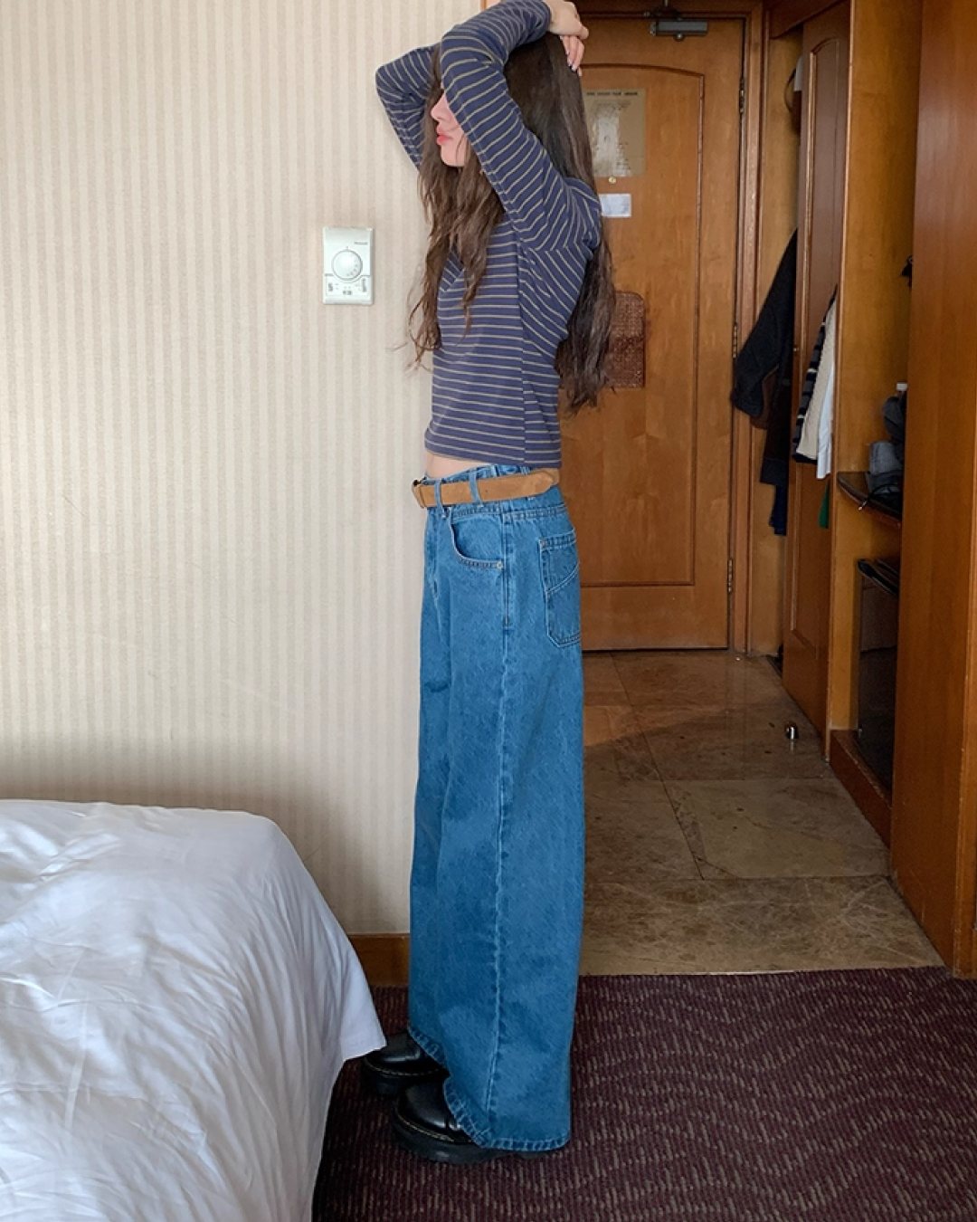 Wash Wide Denim Pants BU0103