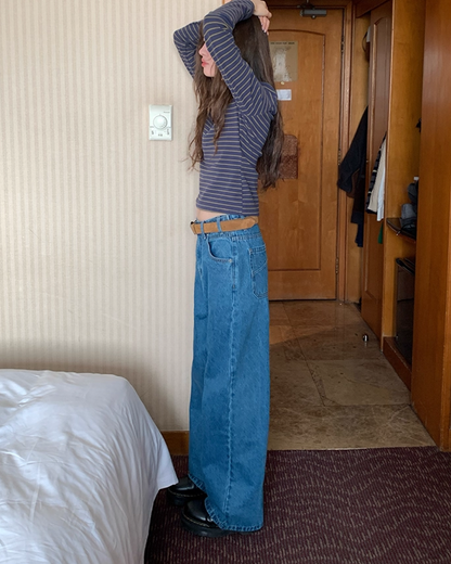 Wash Wide Denim Pants BU0103