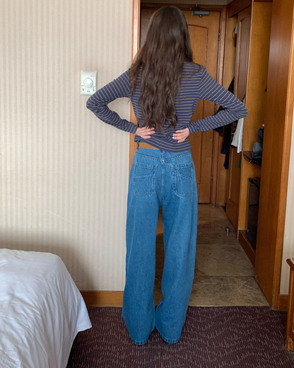 Wash Wide Denim Pants BU0103