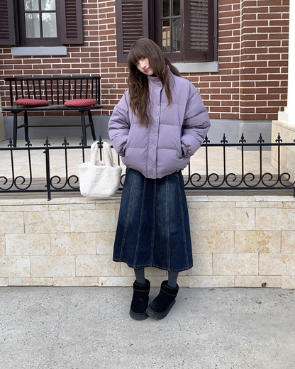Long Pleats Denim Skirt BU0106