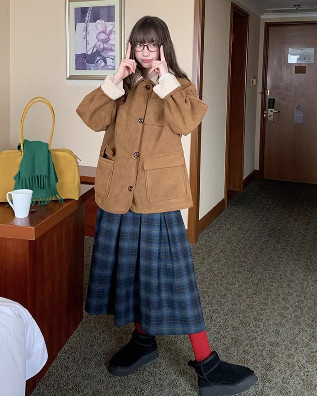 Plaid Pattern Long Skirt BU0111