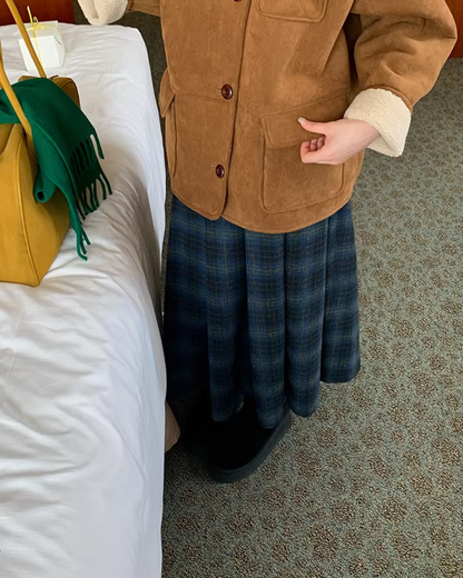 Plaid Pattern Long Skirt BU0111