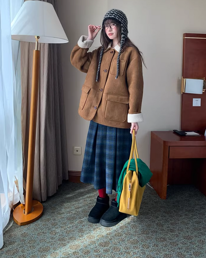 Plaid Pattern Long Skirt BU0111