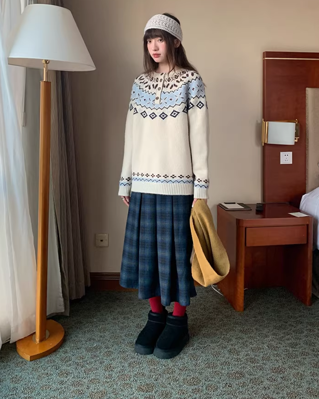 Plaid Pattern Long Skirt BU0111