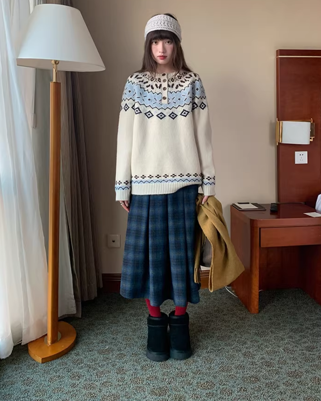 Plaid Pattern Long Skirt BU0111