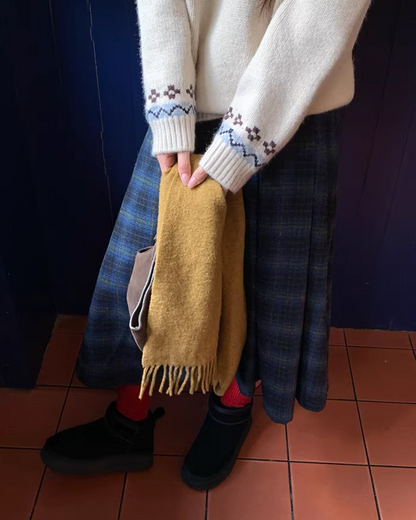 Plaid Pattern Long Skirt BU0111