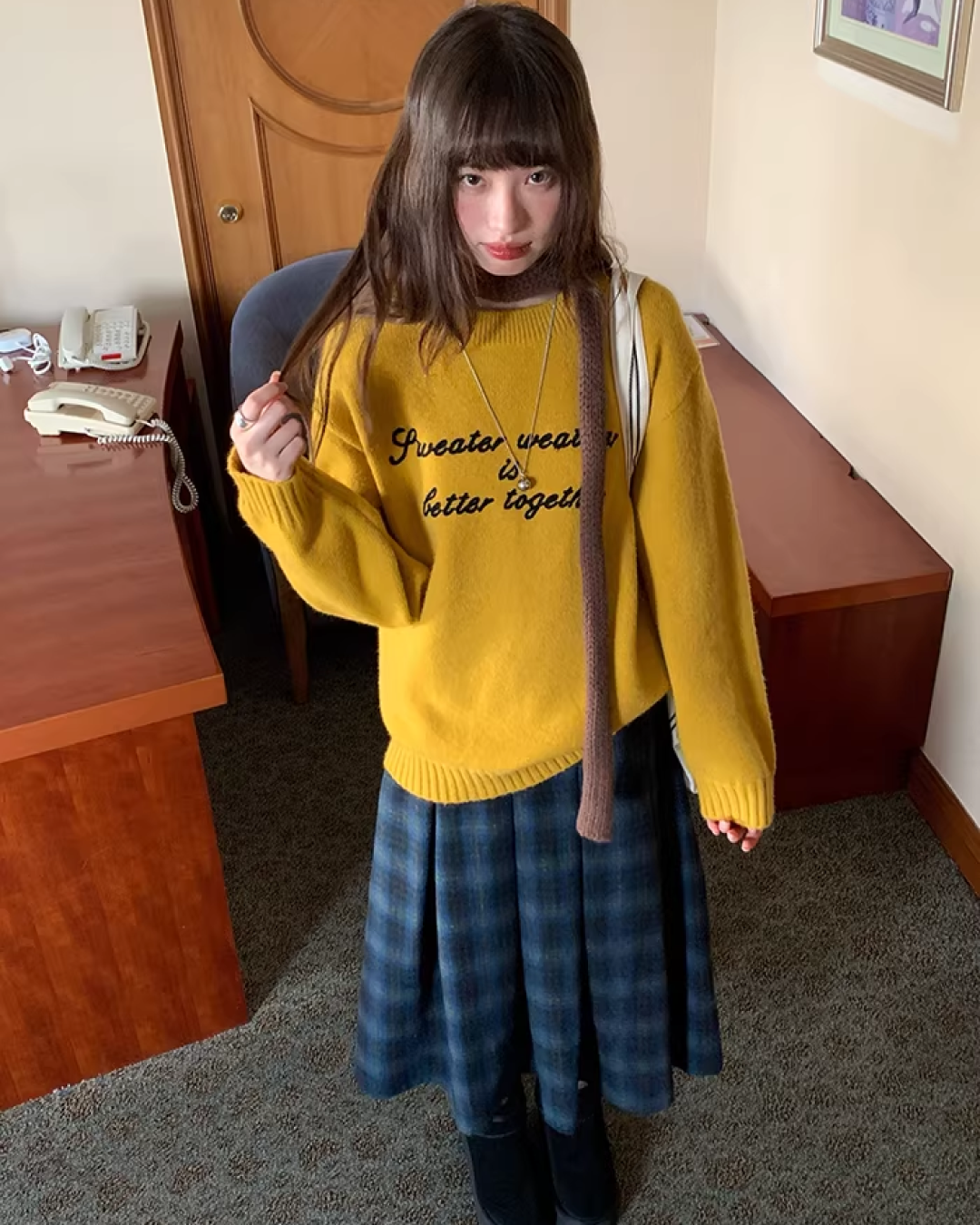 Plaid Pattern Long Skirt BU0111