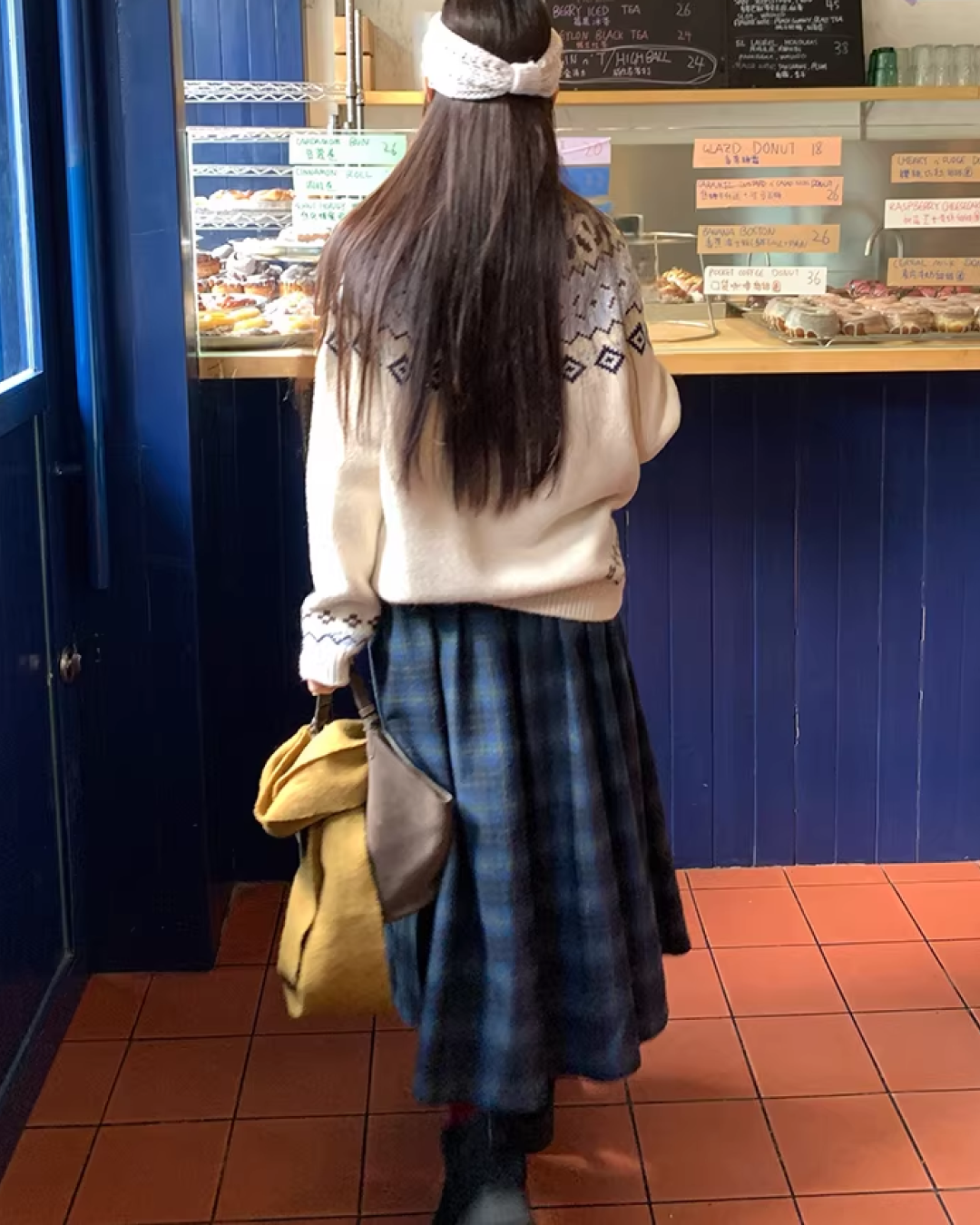 Plaid Pattern Long Skirt BU0111