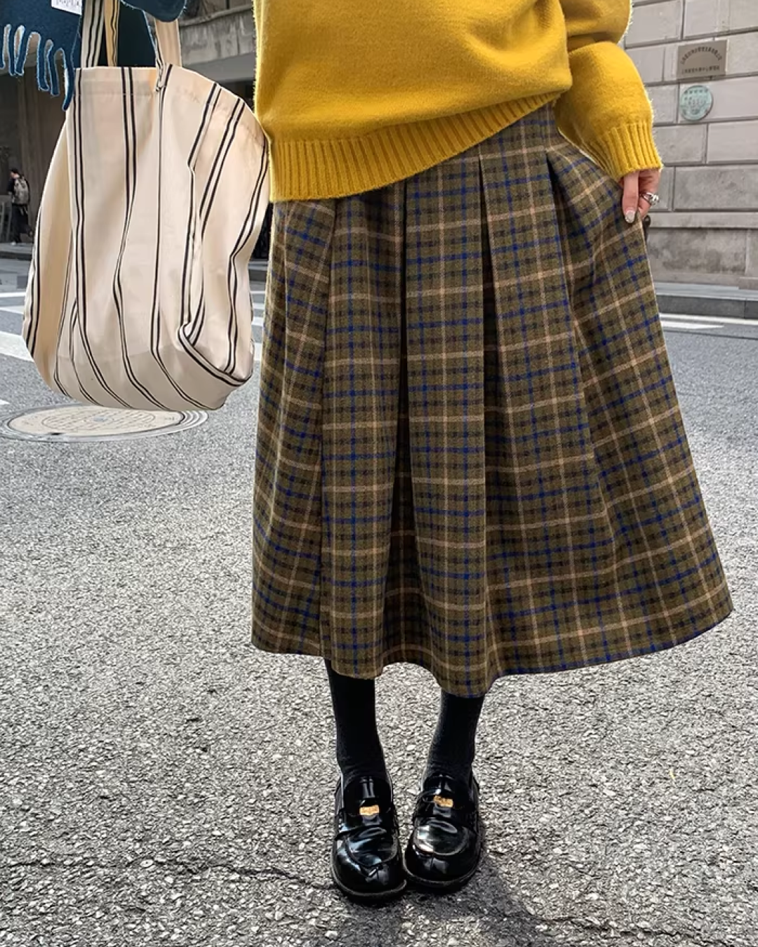 Plaid Pattern Long Skirt BU0111