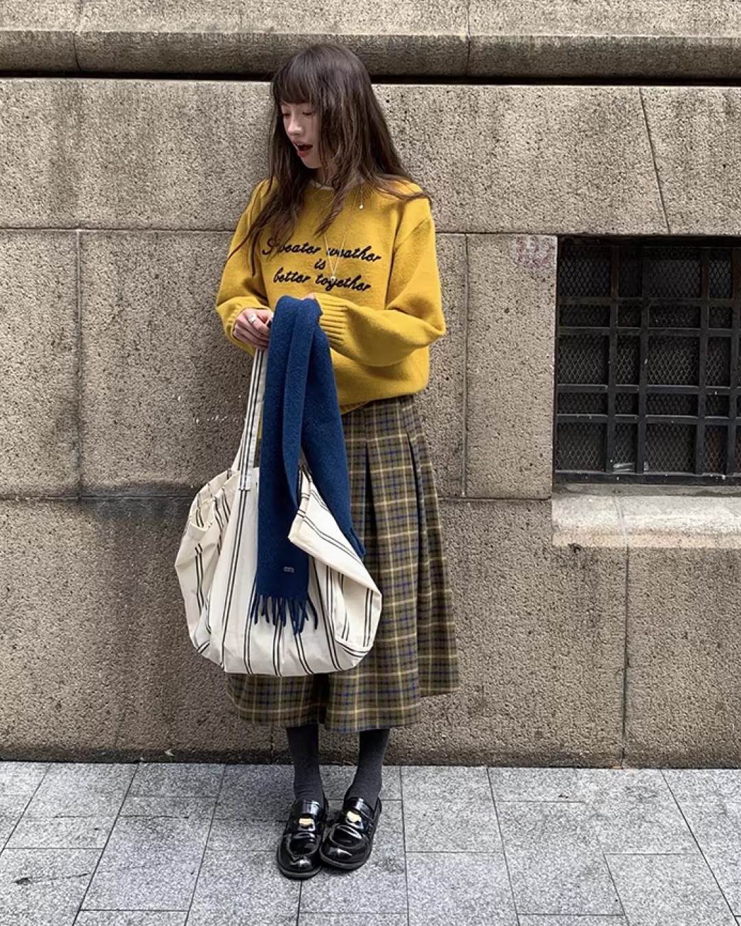 Plaid Pattern Long Skirt BU0111