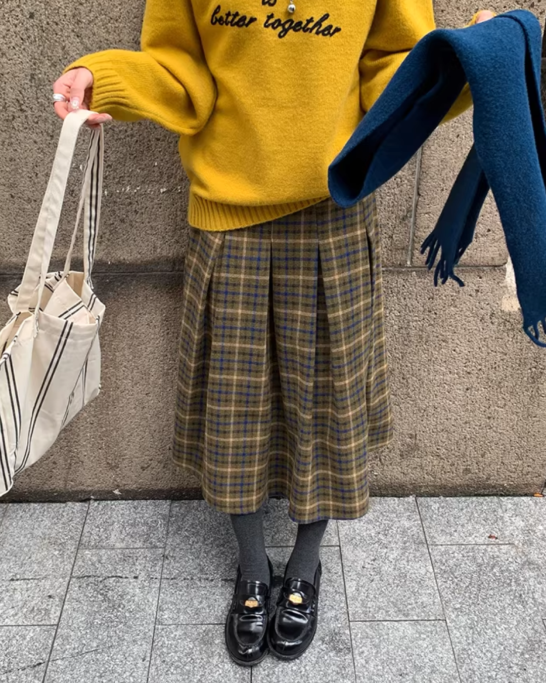 Plaid Pattern Long Skirt BU0111