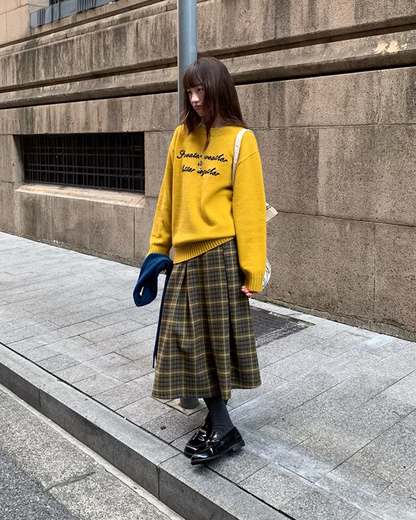 Plaid Pattern Long Skirt BU0111