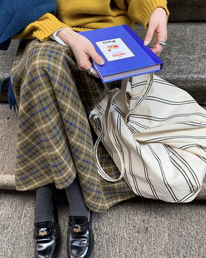 Plaid Pattern Long Skirt BU0111