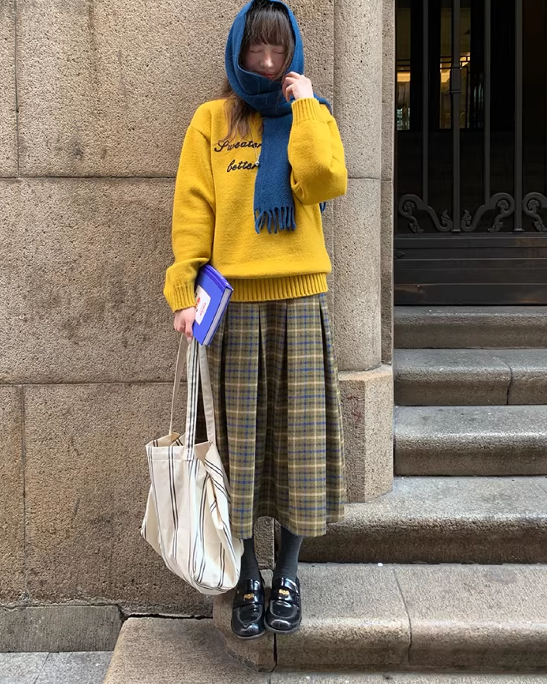 Plaid Pattern Long Skirt BU0111