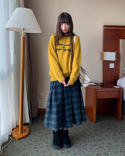 Plaid Pattern Long Skirt BU0111