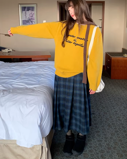 Plaid Pattern Long Skirt BU0111