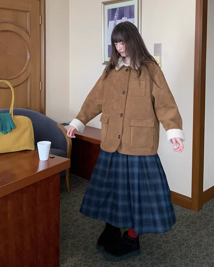 Plaid Pattern Long Skirt BU0111