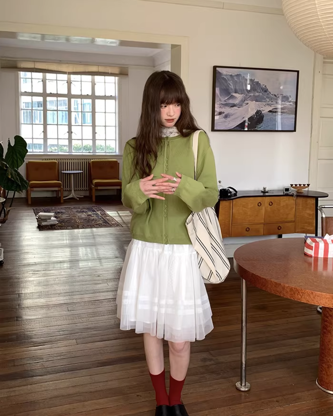 Color Accent Button Cardigan BU0116