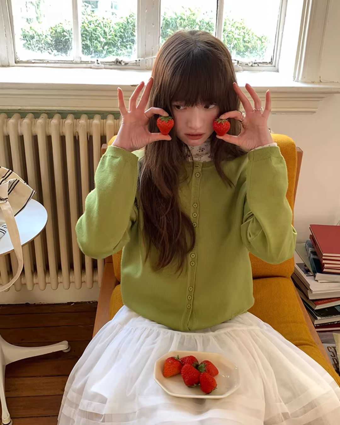 Color Accent Button Cardigan BU0116