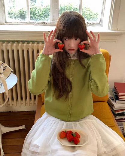 Color Accent Button Cardigan BU0116