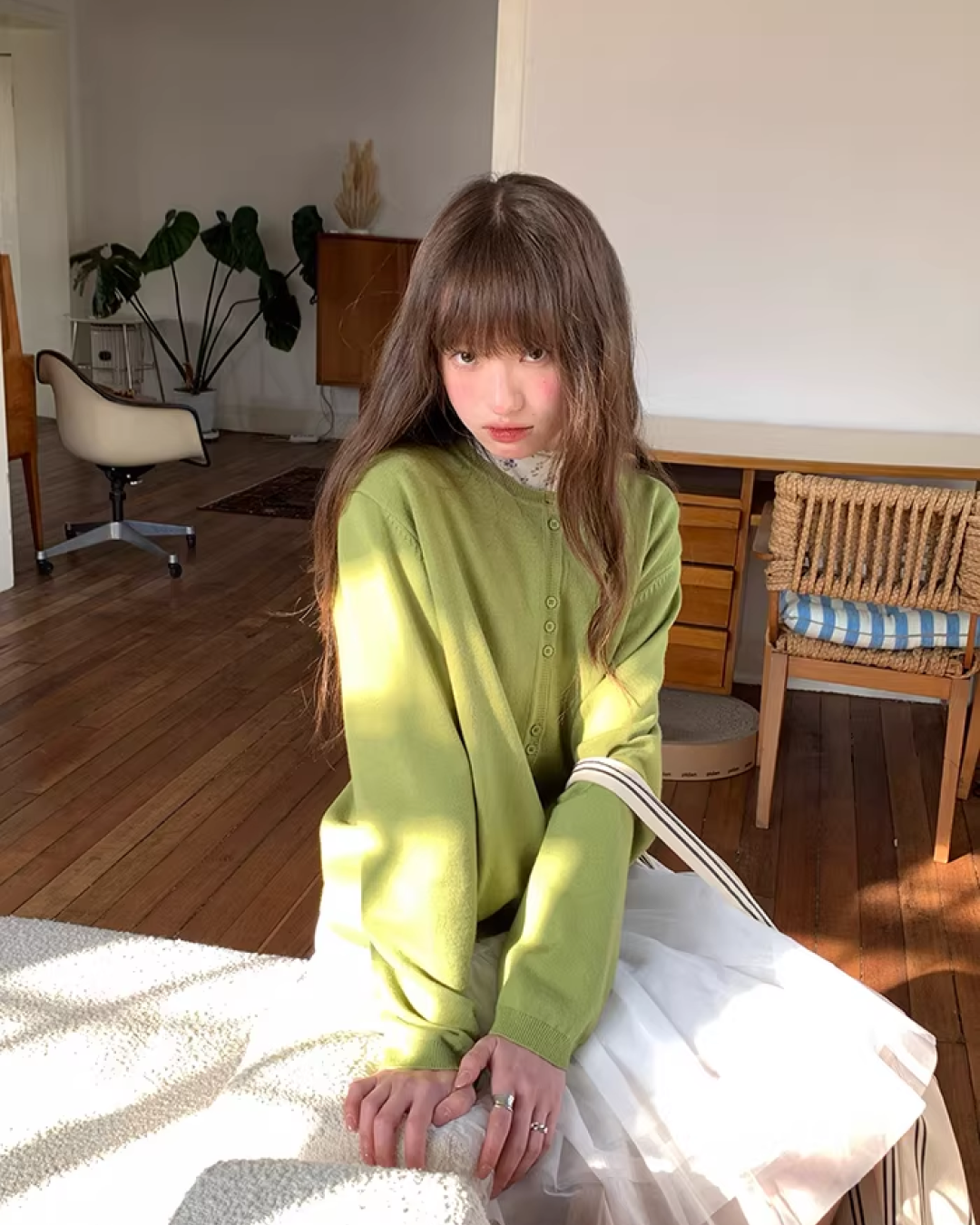 Color Accent Button Cardigan BU0116