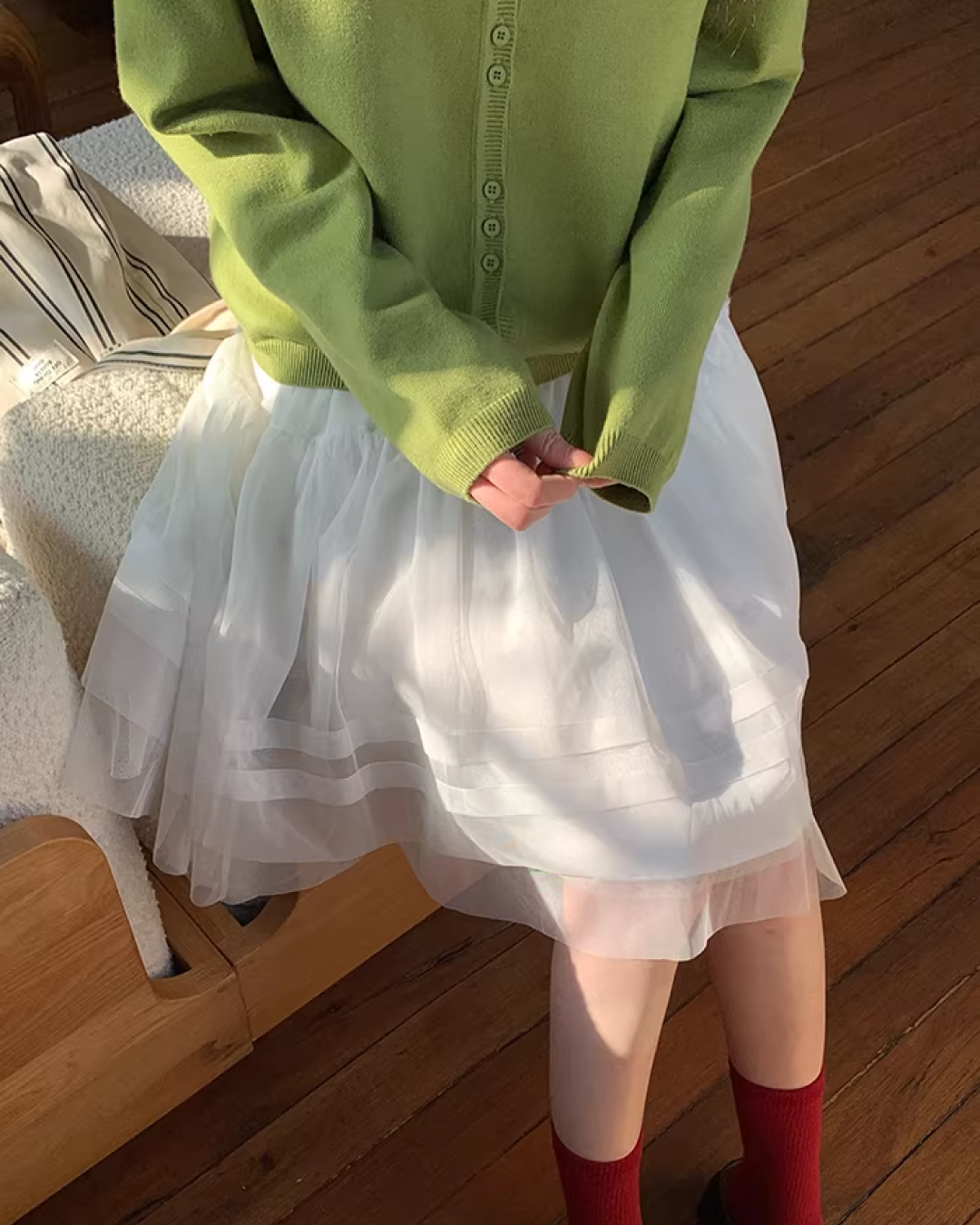 Color Accent Button Cardigan BU0116