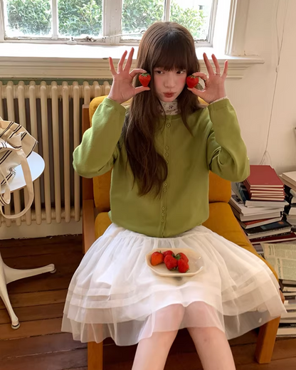 Color Accent Button Cardigan BU0116