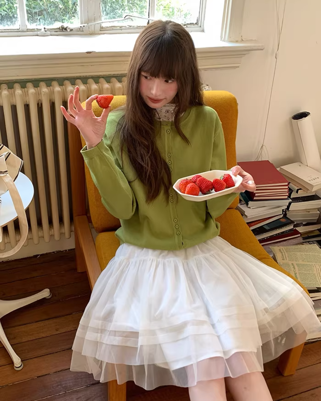 Color Accent Button Cardigan BU0116