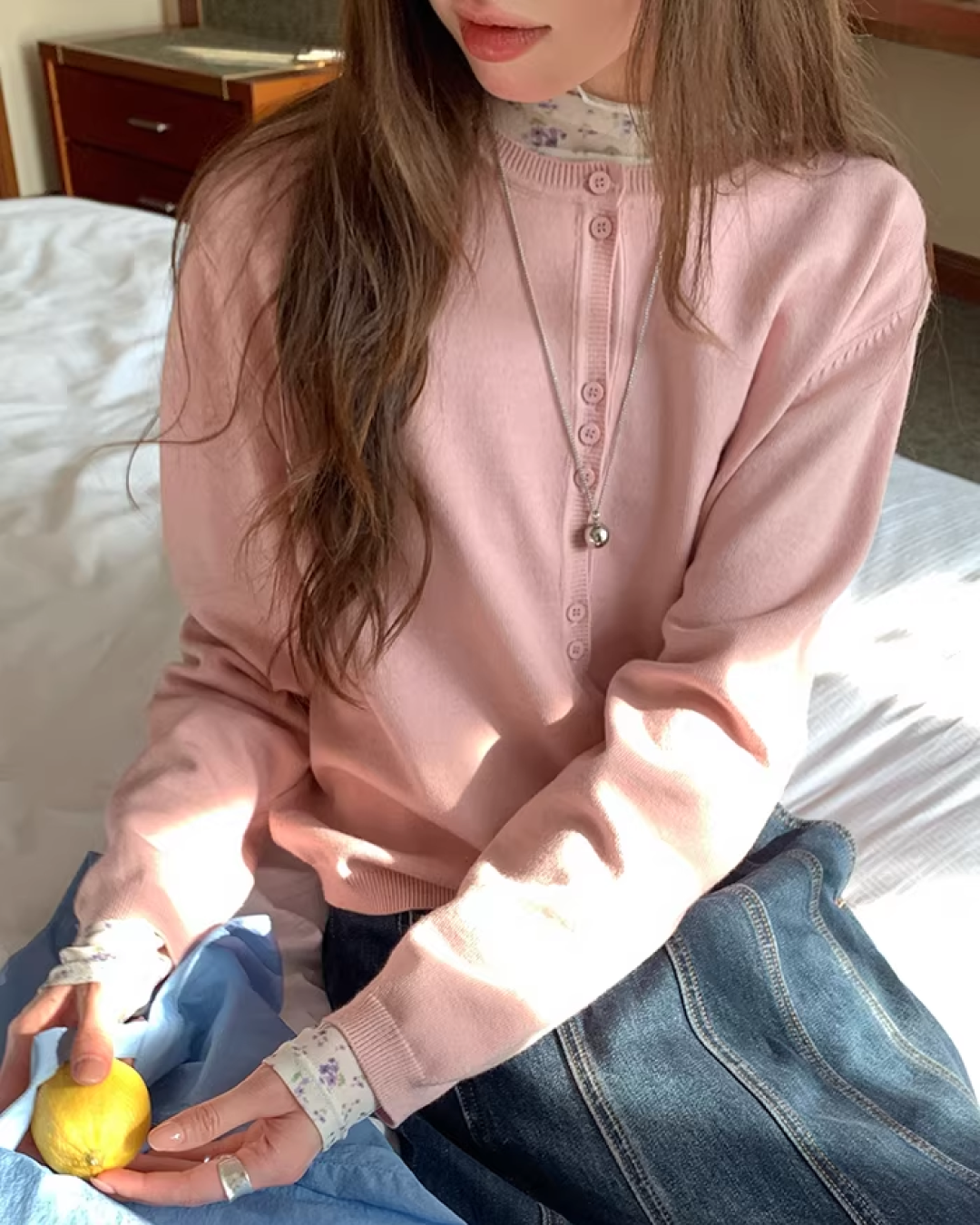 Color Accent Button Cardigan BU0116