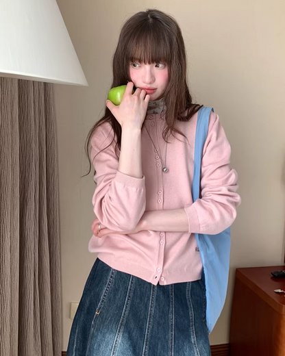 Color Accent Button Cardigan BU0116