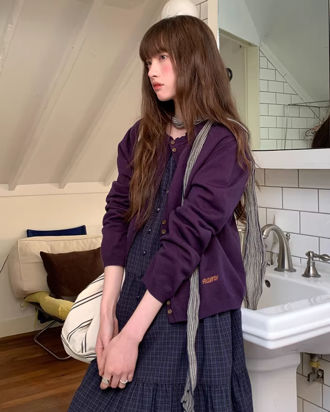 Color Accent Button Cardigan BU0116