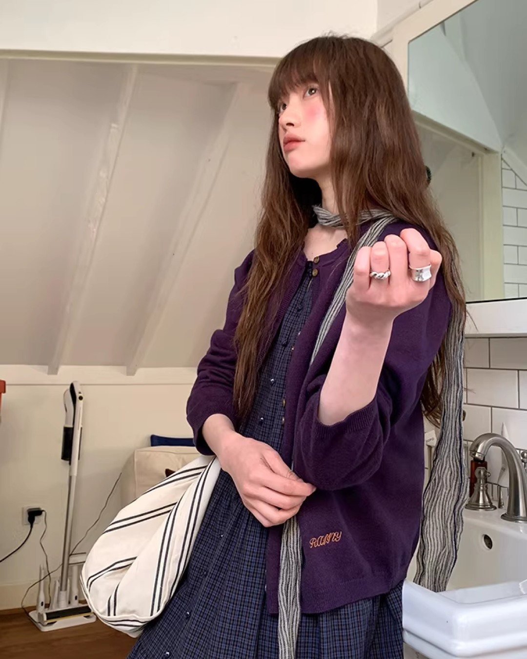 Color Accent Button Cardigan BU0116