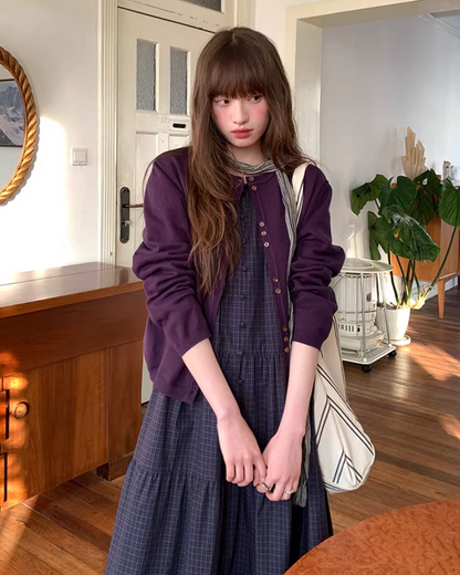 Color Accent Button Cardigan BU0116