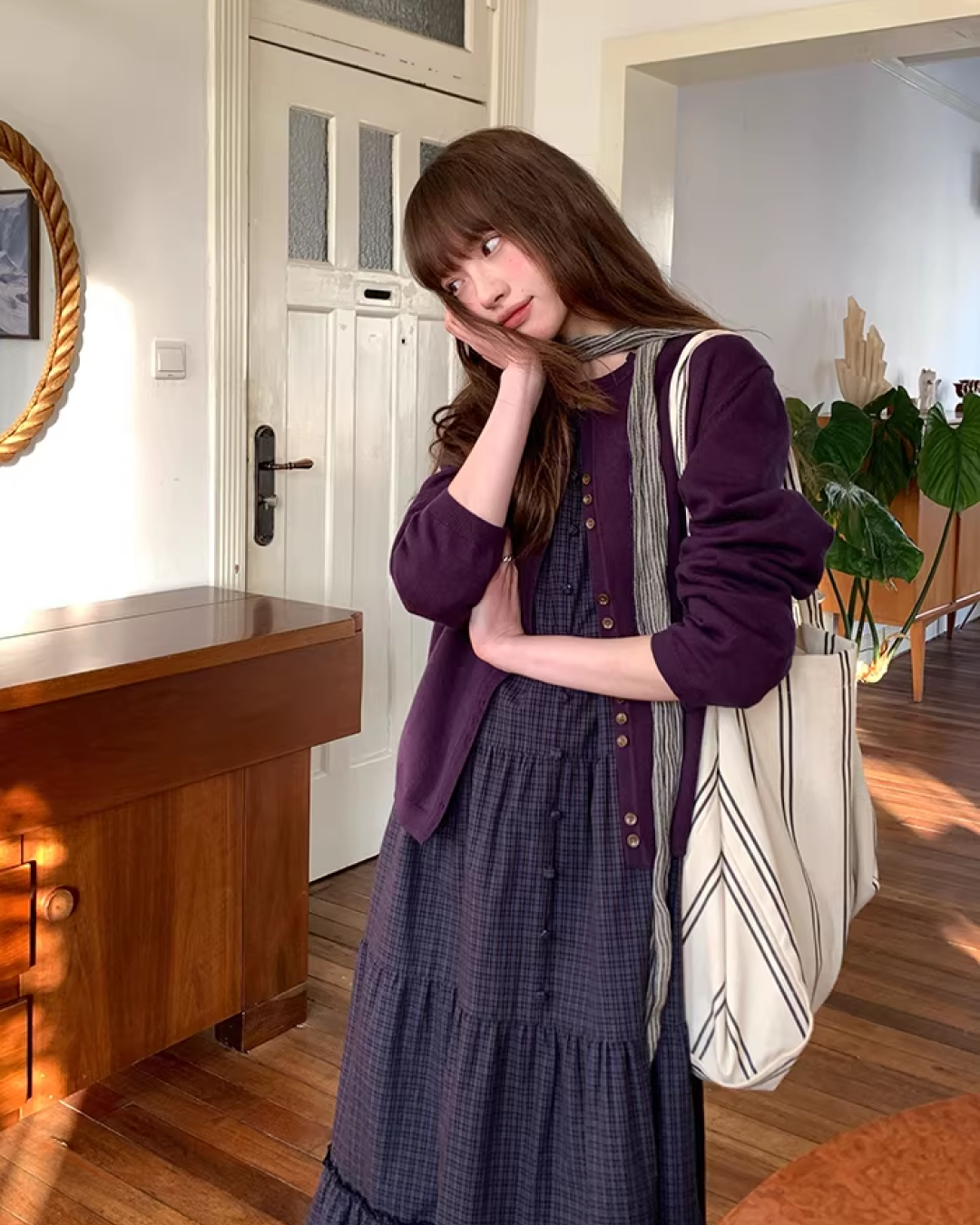 Color Accent Button Cardigan BU0116