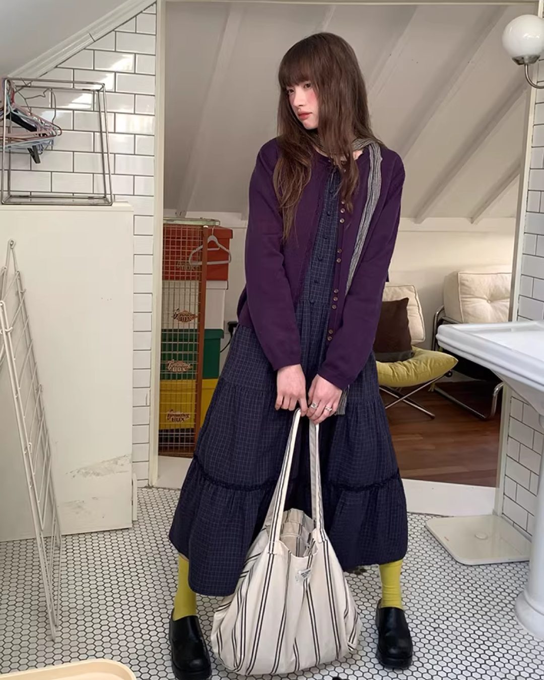 Color Accent Button Cardigan BU0116