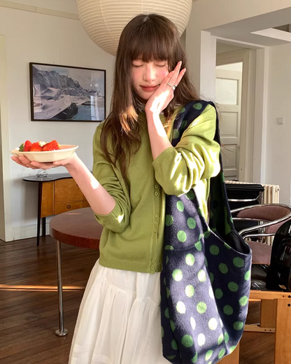 Color Accent Button Cardigan BU0116