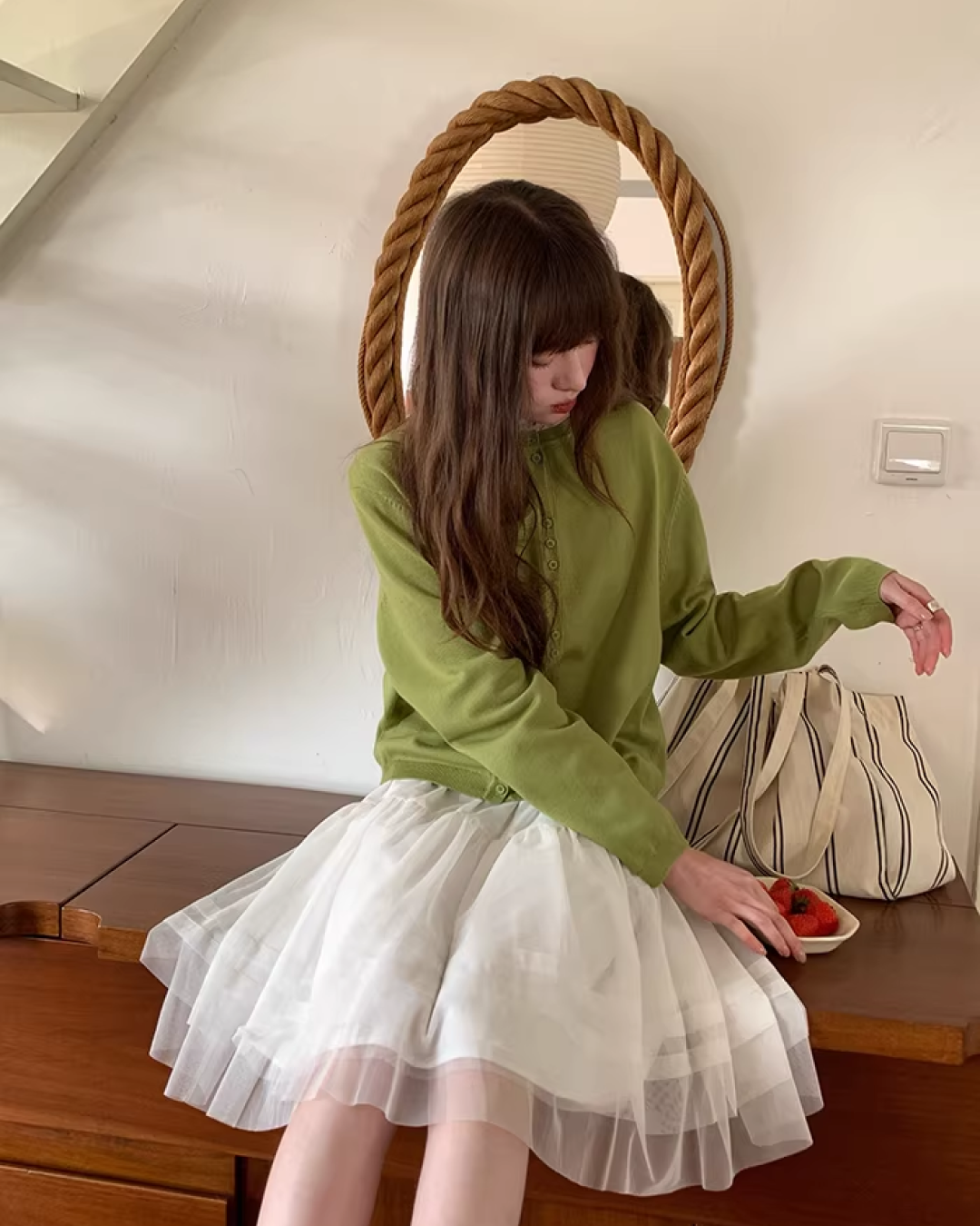 Color Accent Button Cardigan BU0116