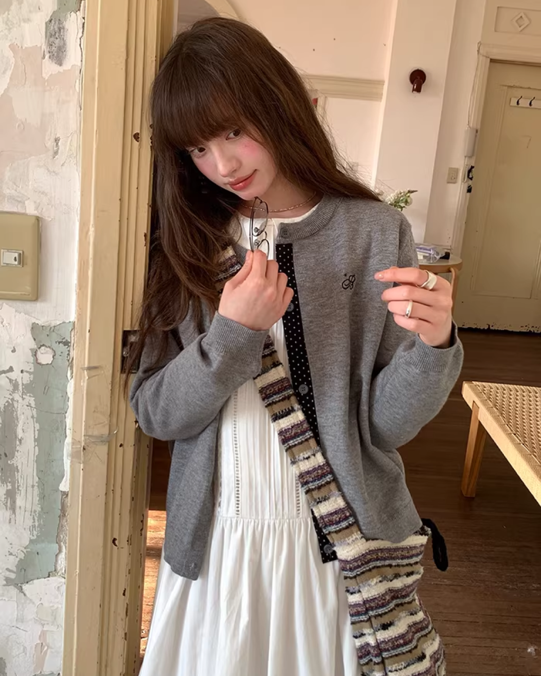 Line Polka Dots Cardigan BU0118