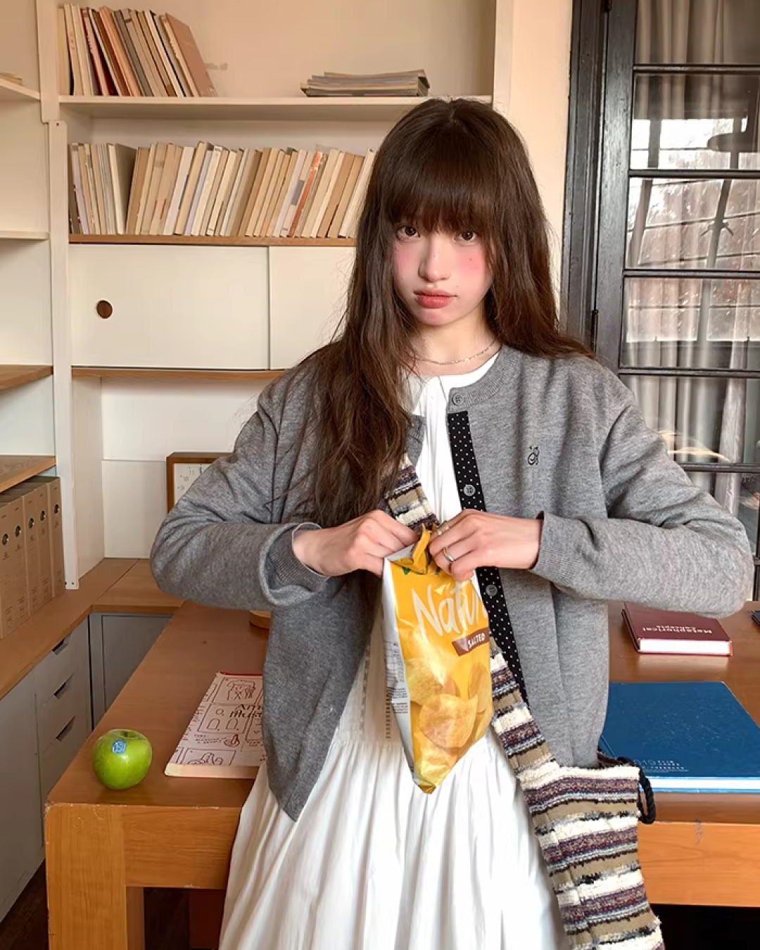 Line Polka Dots Cardigan BU0118